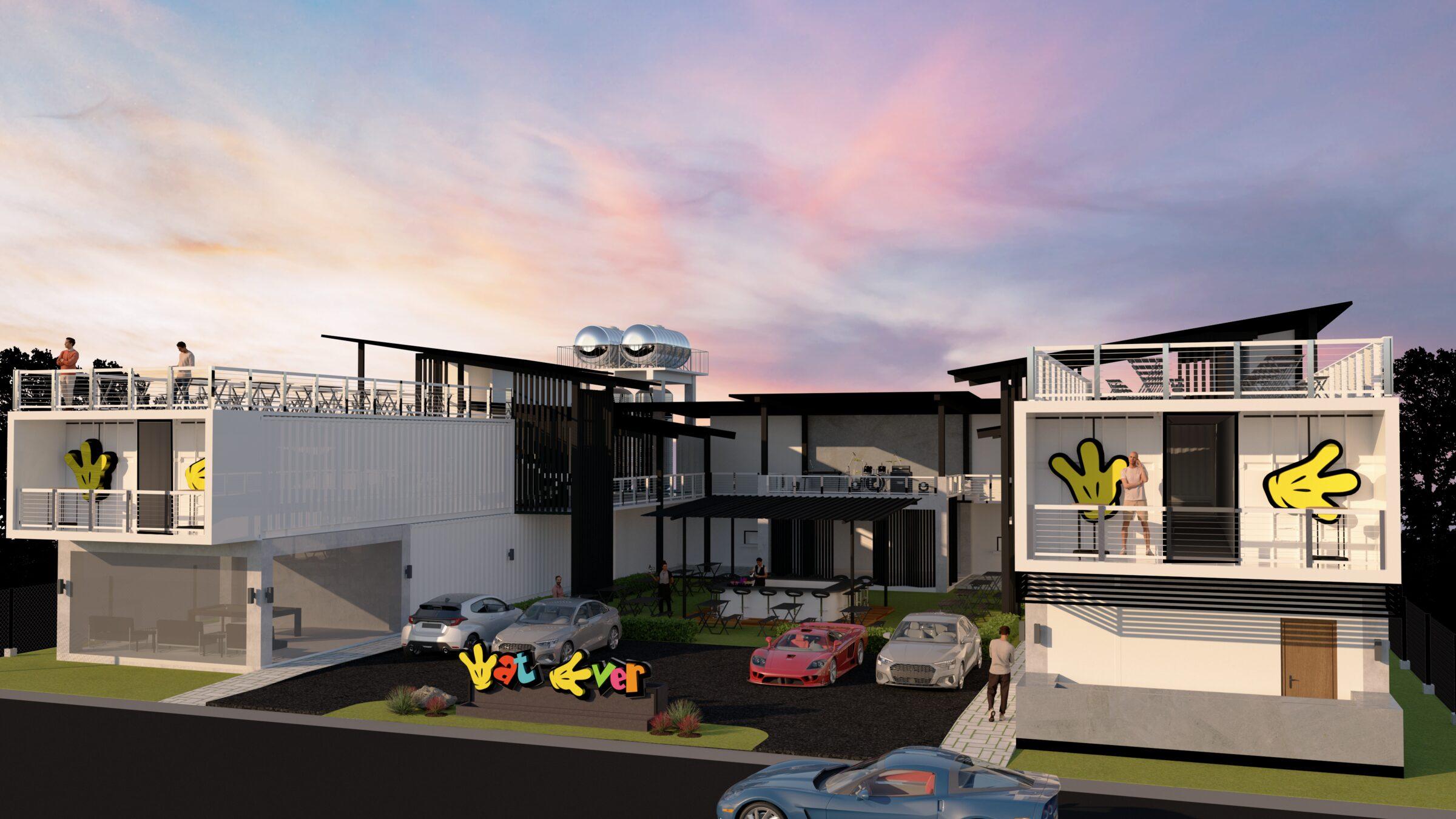 Archden-designed commercial building at twilight, Cagayan de Oro