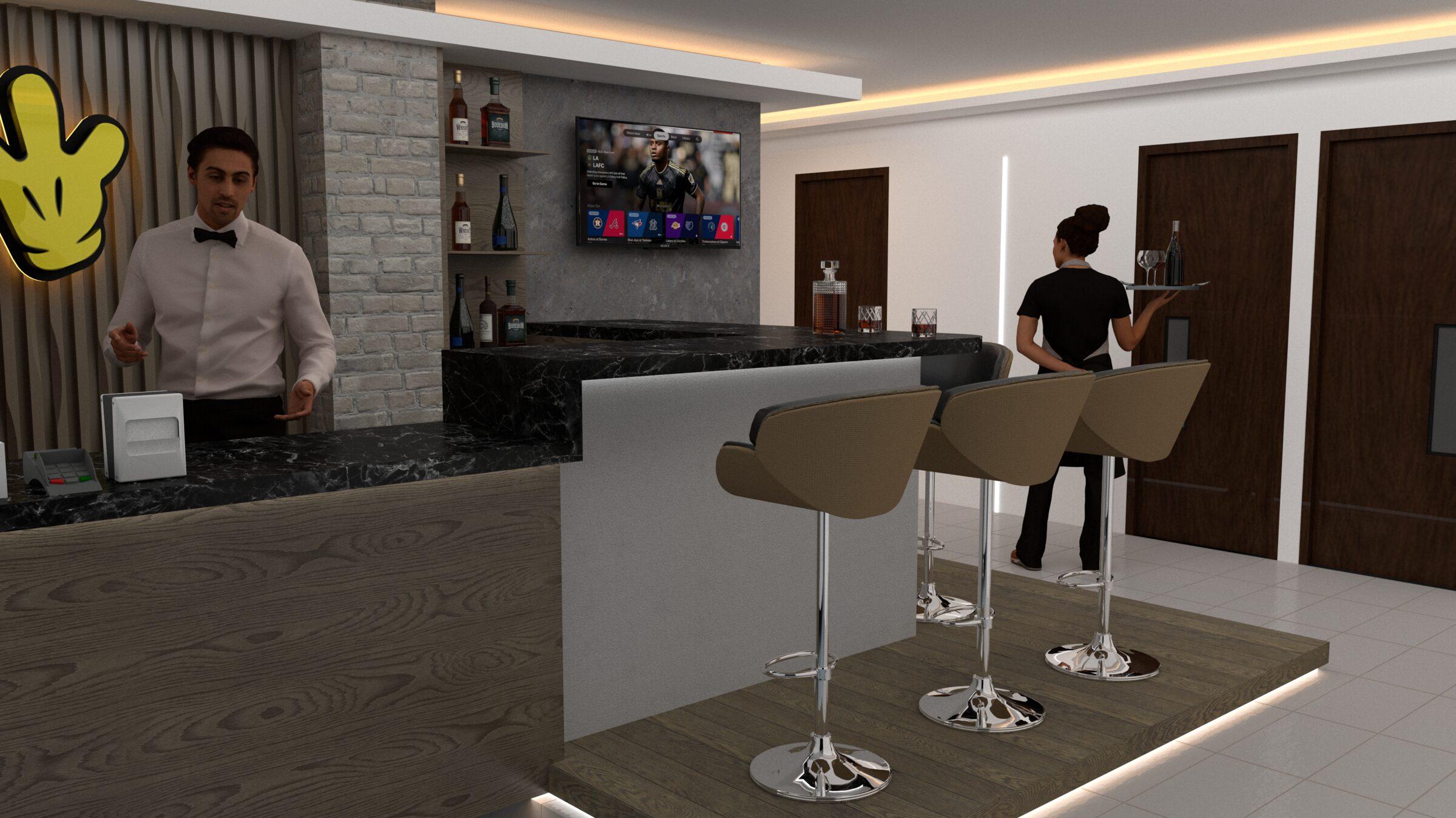 Watever Iligan, bar counter interior render