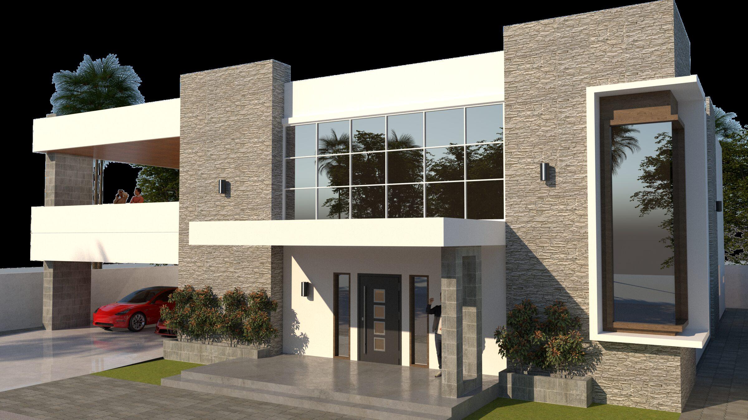 Daan Bantayan Residence, evening view of the entry and carport